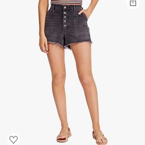Free People Jesse Carpenter Black Denim Shorts 24